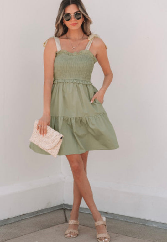 Tara Dress in Sage